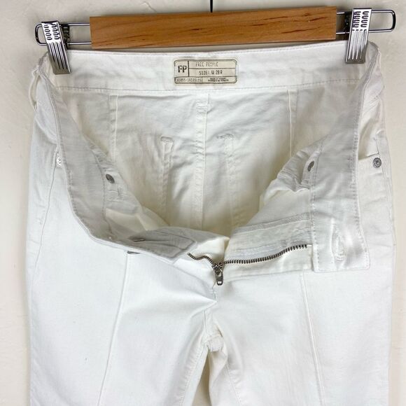 Free People Pintuck Mid-Rise Raw Hem Skinny Jeans - White - Picture 8 of 8